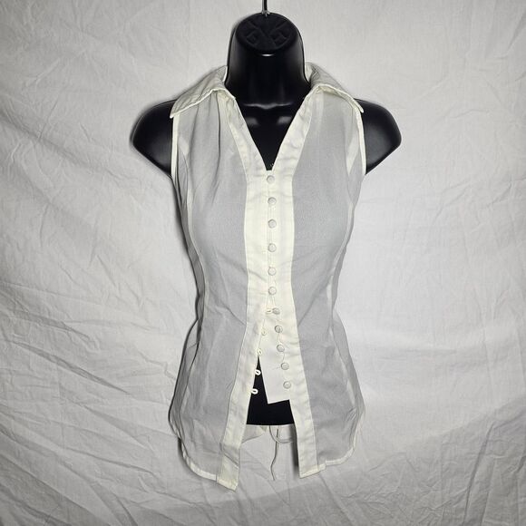 Vintage y2k white lace up back sleeveless blouse - Picture 3 of 4